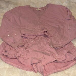 Peach Love California Pearl-Embellished Skort Set